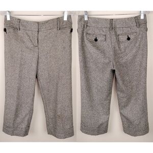 Ann Taylor Wool Blend Mid Rise MicroCheck Cropped Wide Leg Trousers Sz. 4P